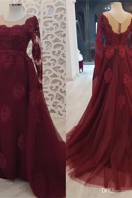 Long Sleeves Formal Occasion Dress Evening Gown With Appliques