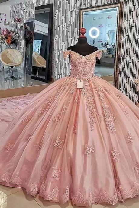 Off The Shoulder Pink Quinceanera Dress For 18 Birthday Party