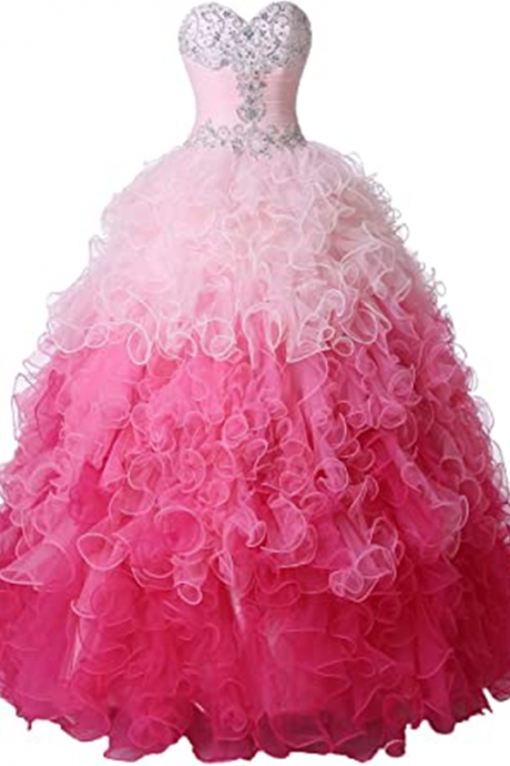 Two Tone Ruffled Ball Gown Quinceanera Dresses Sweet 16 Birthday Party