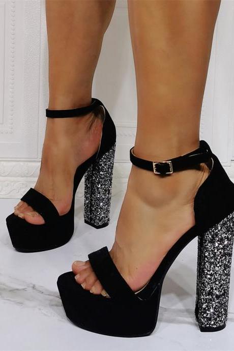 Black Ankle Strap Platform Sandals