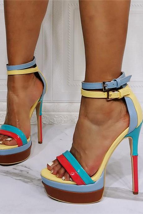 Contrast Color Women Platform Sandals