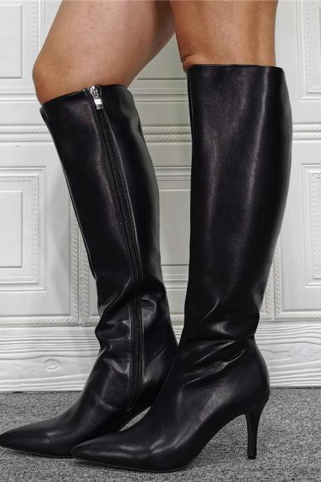 Black Knee Length Women Boots