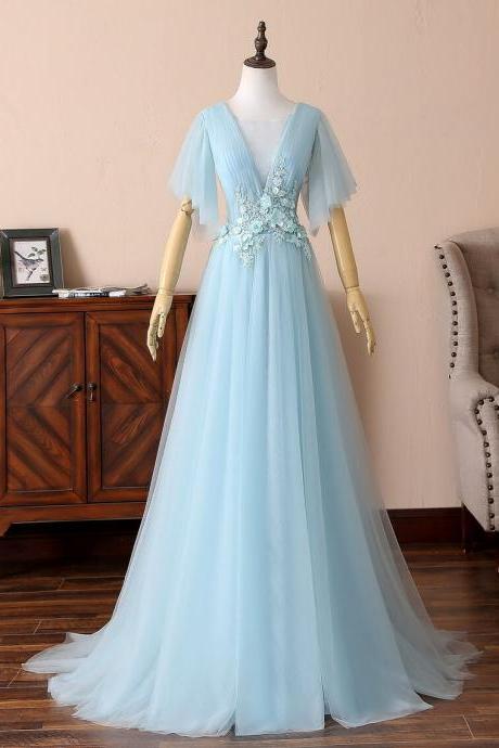 Pale Blue Fairy Tale Pageant Dress Formal Occasion Evening Gown