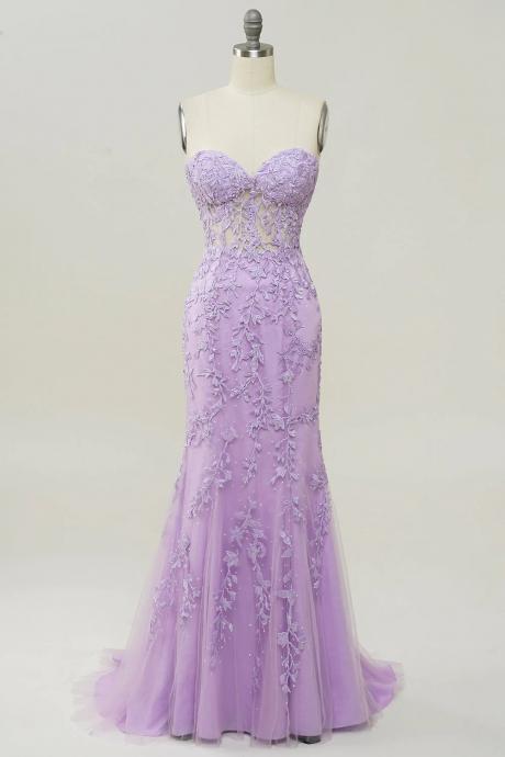 Lilac Sweetheart Fit To Flare Pageant Dress Evening Gown
