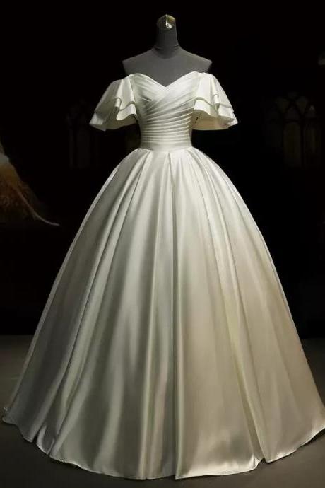 Floor Length Ivory Ball Gown Wedding Dress
