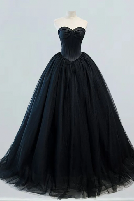 Sleeveless Black Ball Gown Pageant Dress Red Carpet Formal Dress