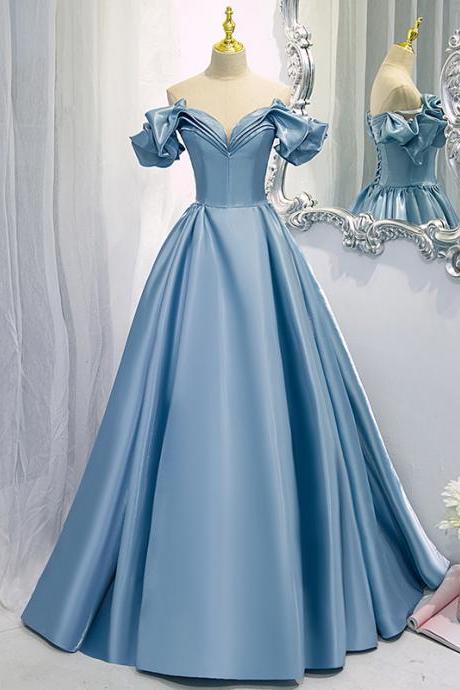 Off Shoulder Blue Pageant Dress Evening Gown