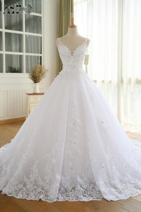 Appliqued Decor Wedding Gown