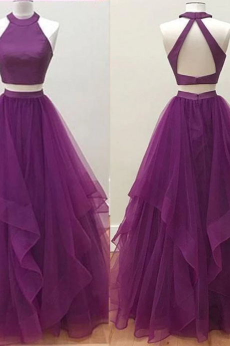 Grape 2 Pieces Prom Dress