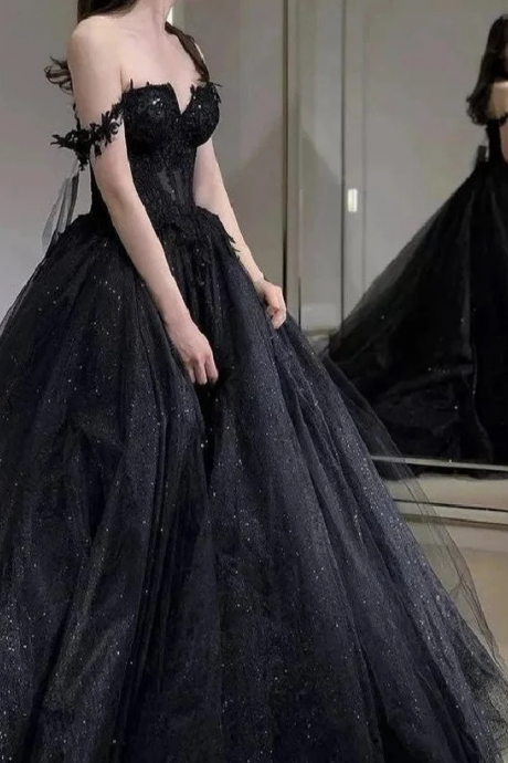 Sparkle Black Pageant Dress Evening Gown