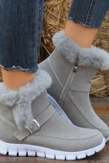 Side Zipper Women Winter Boots Shoes