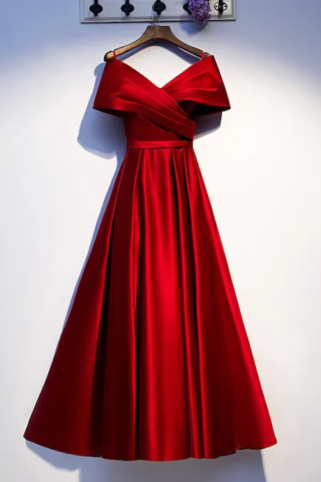 Off Shoulder Red Long Evening Dress Formal Wear