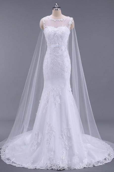 Fit To Flare Wedding Dress With Cape