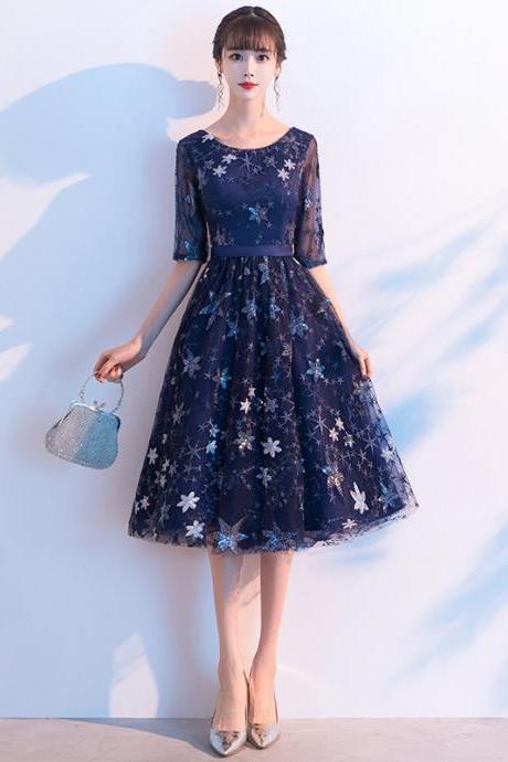 Half Sleeves Embroidery Party Dress