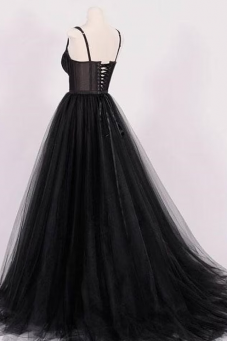 Sweetheart Neckline Black Pageant Dresses Long Evening Gowns