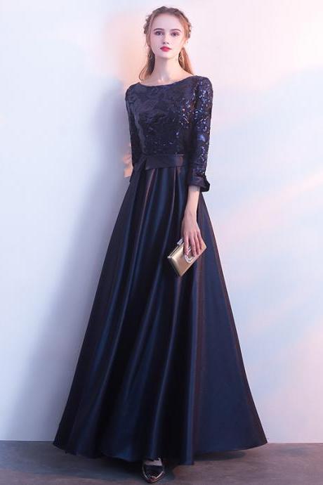 Navy Long Pageant Dresses Evening Gown