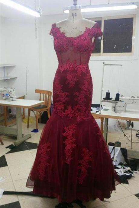 Wine Mermaid Pageant Dress Long Evening Gown