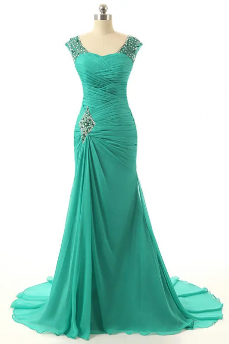 Fit And Flare Chiffon Long Evening Dress