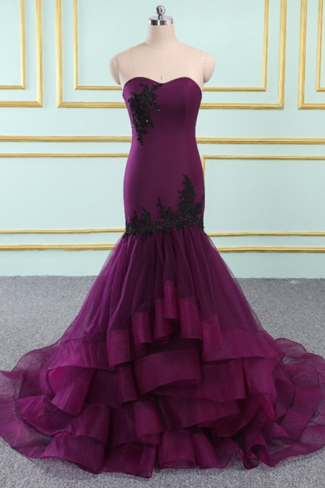 Sweetheart Grape Mermaid Pageant Dress