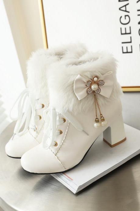 Lace Up Front Winter Boots Women