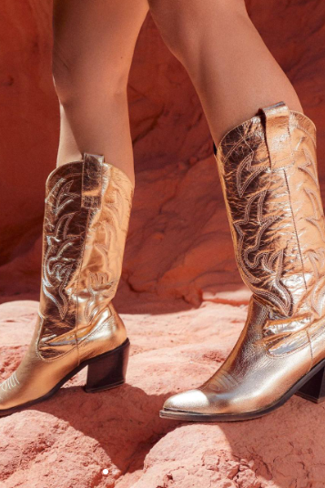 Gold Cowgirl Metallic Boot Women