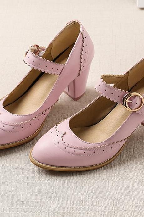 Pink Mary Jane Vintage Shoes For Women