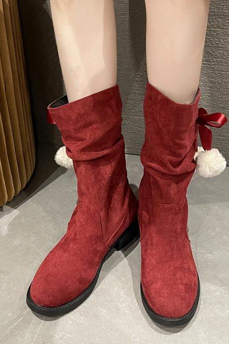 Wide Fit Slouchy Boots In Wine