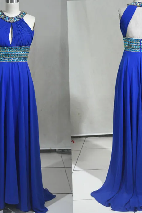 Illusion Bodice Beaded Prom Dress With Side Slit on Luulla