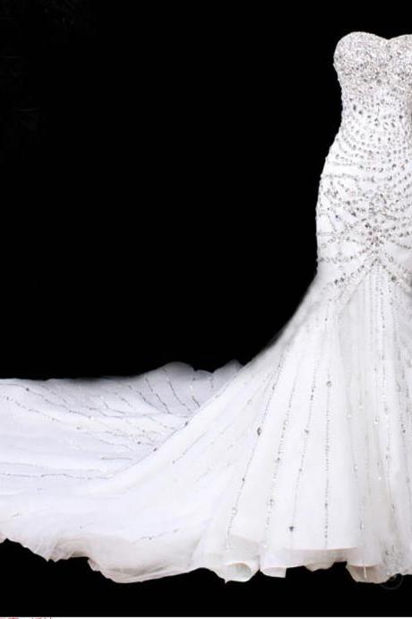 Sleeveless Mermaid Wedding Dress Lace Bridal Dress