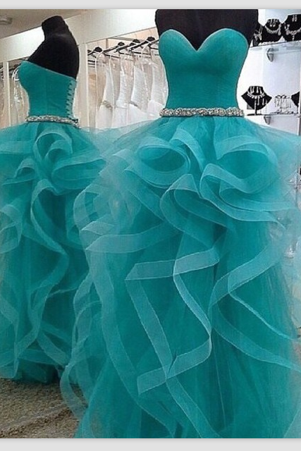 Sweetheart Neckline Ruched Bodice Ball Gown With Horsehair Ttaim Prom Dress With Beaded Belt Quinceanera Dress