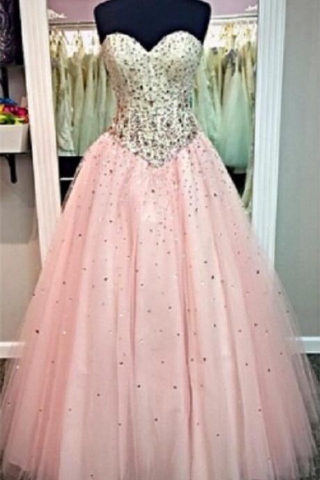 Sweetheart Basque Waistline Floor Length Ball Gown Prom Dress