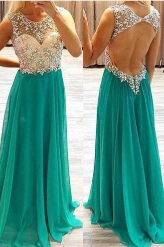 Open Back Floor Length Prom Dress