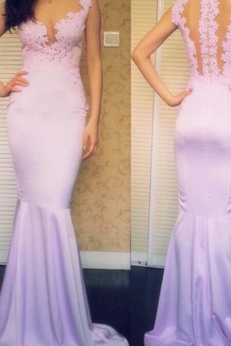 Illusion Neckline Slim Mermaid Prom Dress
