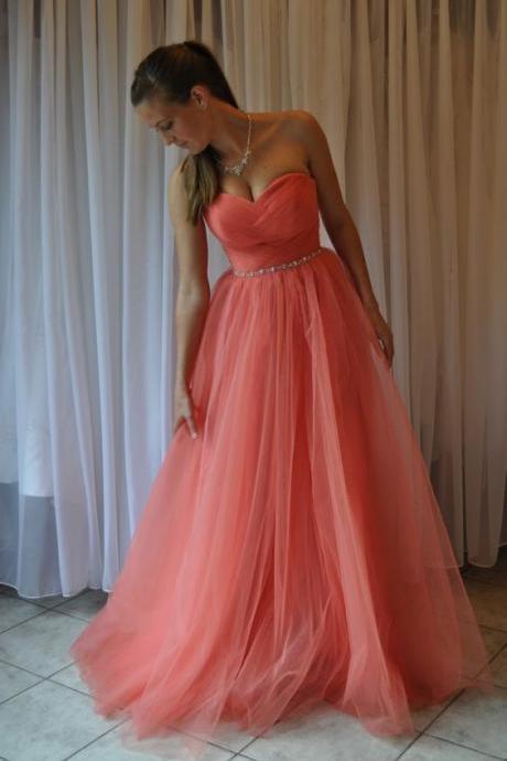 Charming Prom Dress,tulle Prom Dress,pleated Prom Dress,sweetheart Prom Dress,elegant Evening Dress