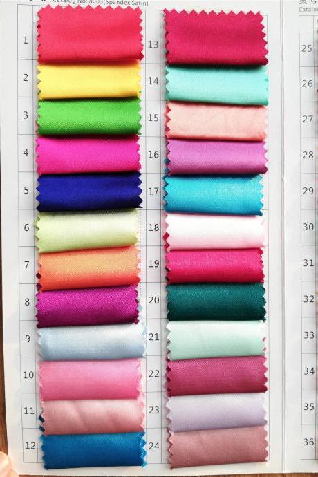 Spandex Satin Color Swatches, NOT FOR SALE