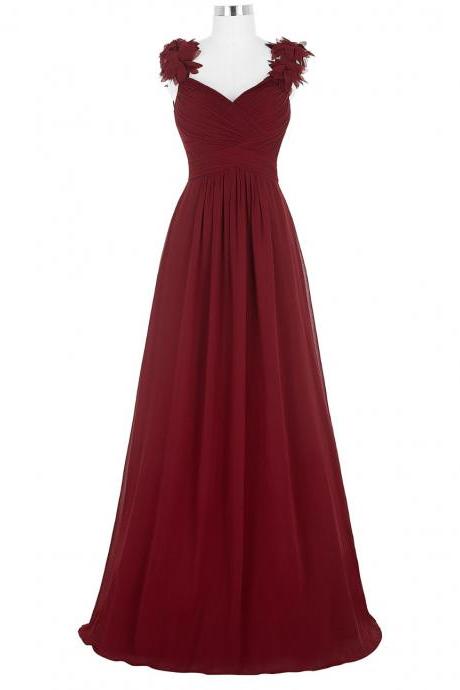 Evening Dress Floor Length Formal Occasion Chiffon Dress With Petal Straps