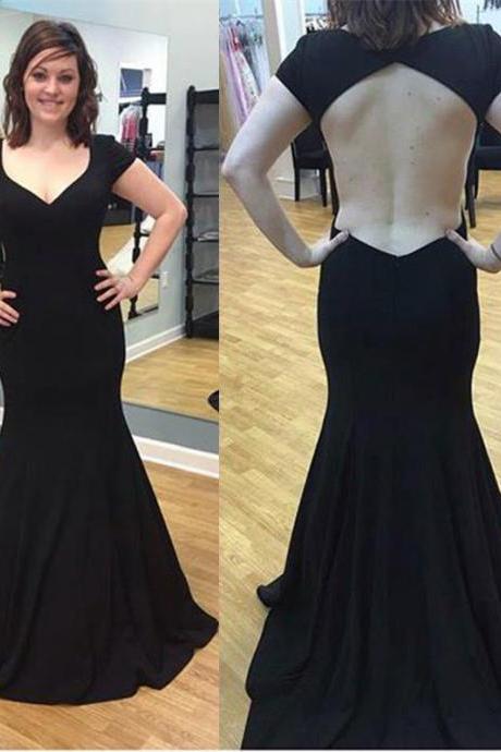 Open Back Black Prom Dresses