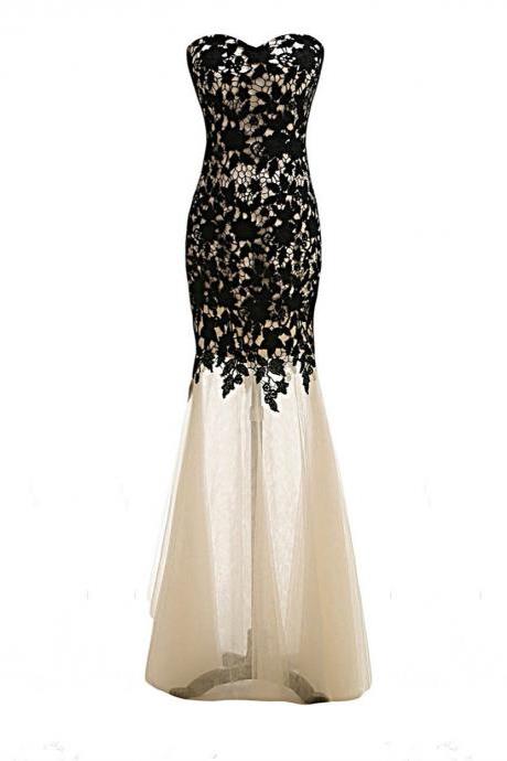 Sleeveless Prom Dress With Black Lavish Lace