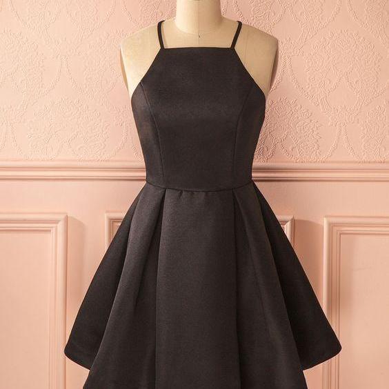 Knee Length Black Graduation Dress Party Dress