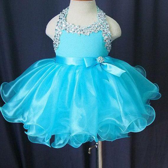 Ice Blue Infant Toddler Baby Girl Dress With Crystals on Luulla
