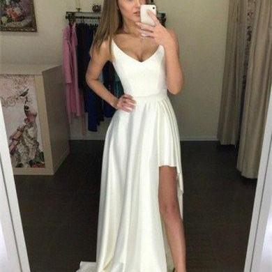 Scoop Neck Long Prom Dress With Slit on Luulla