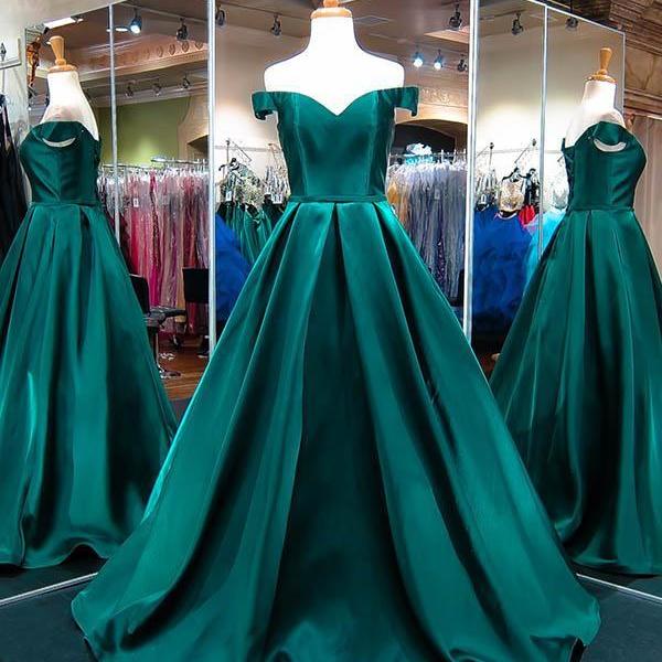 Off The Shoulder Emerald Green Evening Dress Prom Dress on Luulla