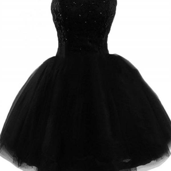 Sleeveless Short Black Party Dress With Corset Back on Luulla