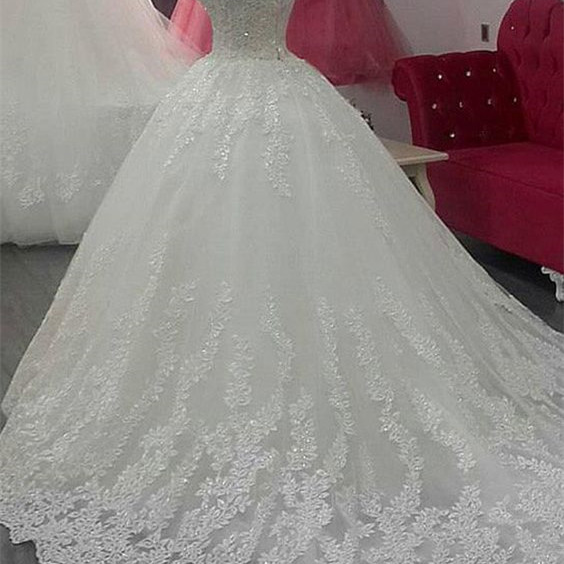 Off-the-Shoulder Wedding Gown With Lace Appliques