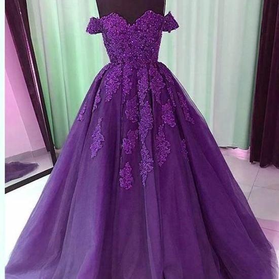 Off The Shoulder Purple Evening Gown Pageant Dress on Luulla