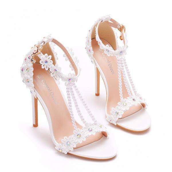 Women Heeled Summer Sandals Wedding Shoes for Brides
