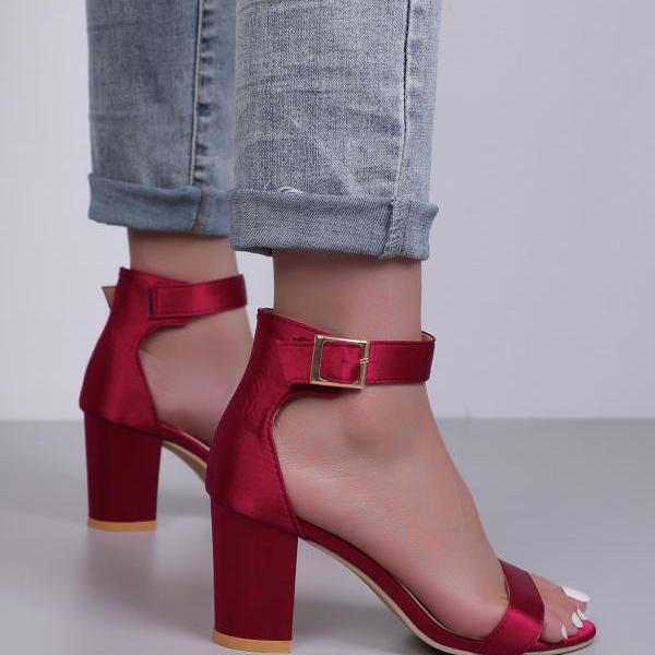 Red Ankle Strap Sandals Women Shoes