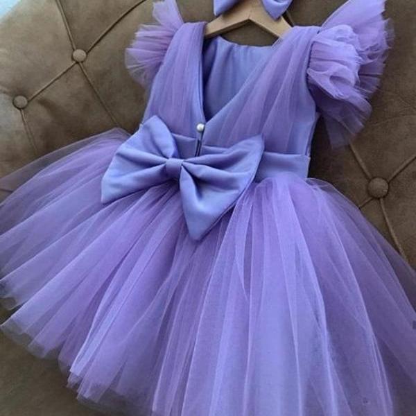 Luxury Luna Purple Long Sleeves Gown for Girls