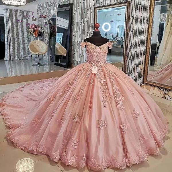 Off the Shoulder Pink Quinceanera Dress for 18 Birthday Party