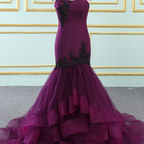 Sweetheart Grape Mermaid Pageant Dress